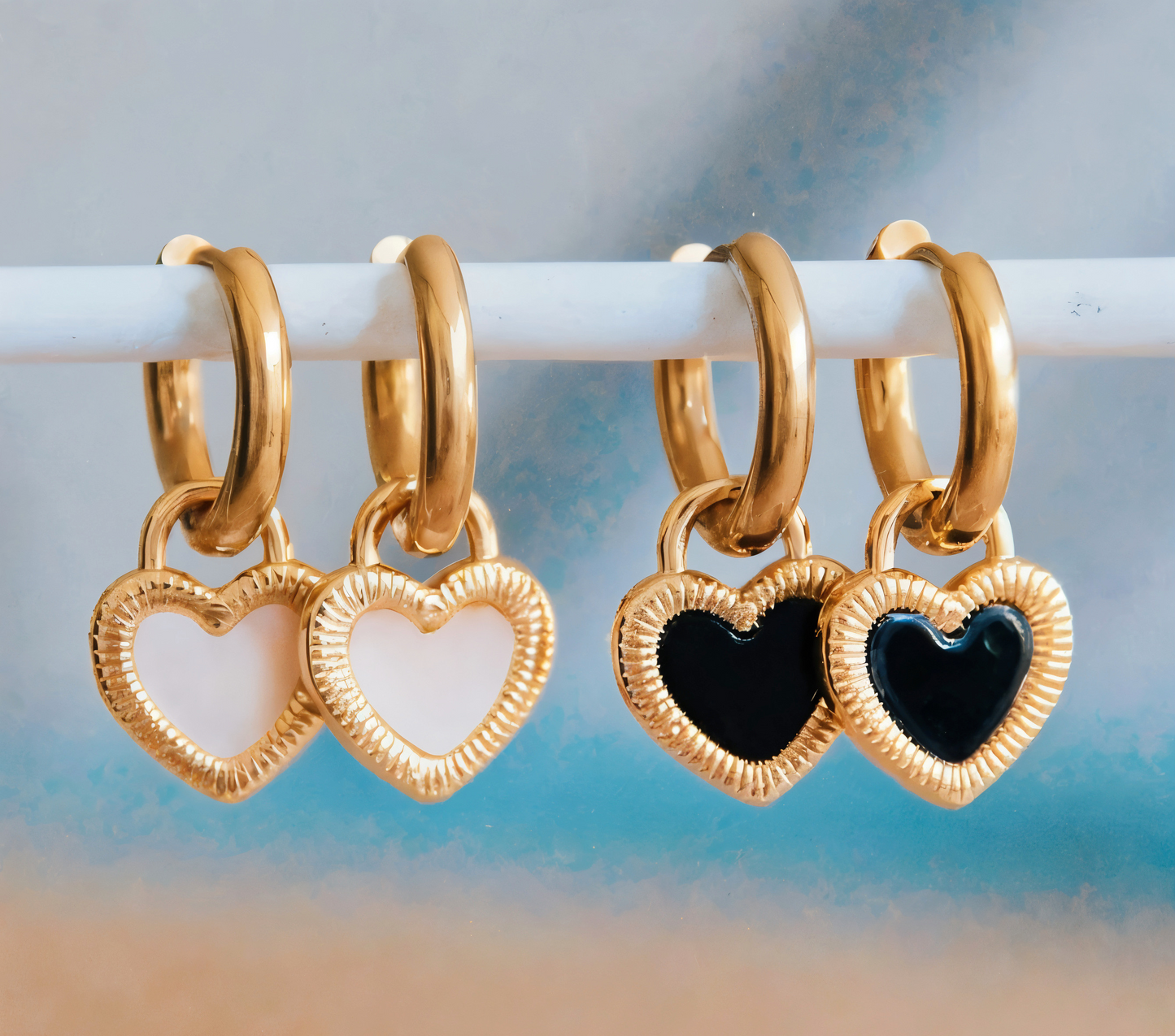 Inlaid Shell Heart Oorbellen