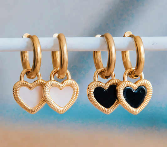 Inlaid Shell Heart Oorbellen