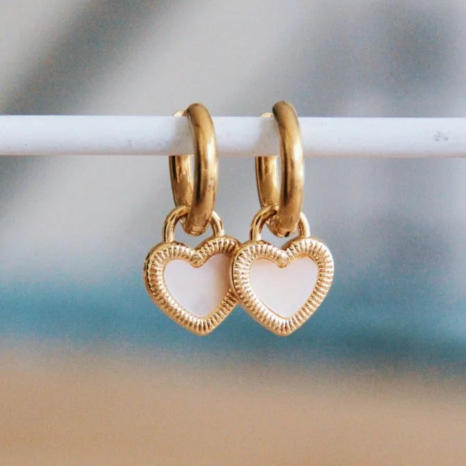 Inlaid Shell Heart Oorbellen