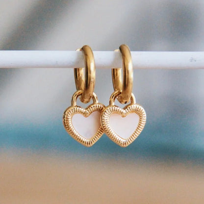 Inlaid Shell Heart Oorbellen